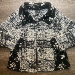 TLB Design Black and White Patterned Felted Wool Jacket Size XL